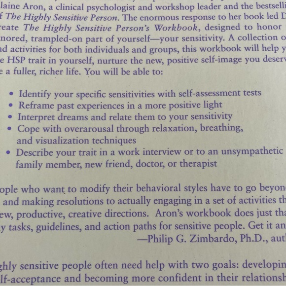 Highly Sensitive Person's Workbook Self Assessment Activities Exercises Coping - Picture 3 of 15